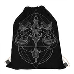 Black And White Libra Sign Print Drawstring Bag