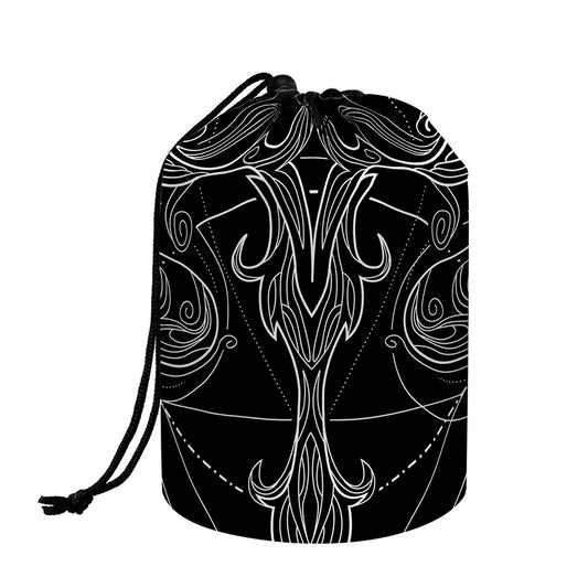 Black And White Libra Sign Print Drawstring Makeup Bag
