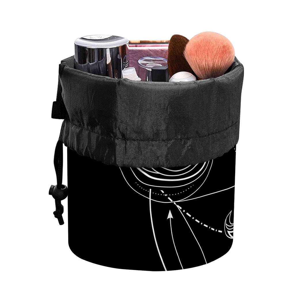 Black And White Libra Sign Print Drawstring Makeup Bag