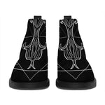 Black And White Libra Sign Print Flat Ankle Boots