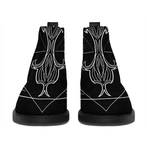 Black And White Libra Sign Print Flat Ankle Boots