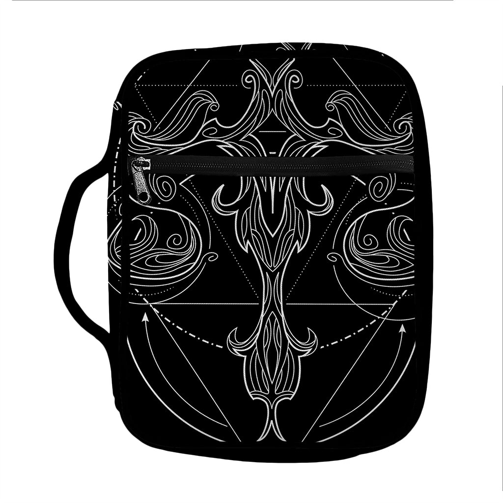 Black And White Libra Sign Print Front Pocket Bible Bag