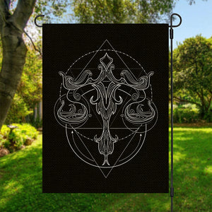 Black And White Libra Sign Print Garden Flag