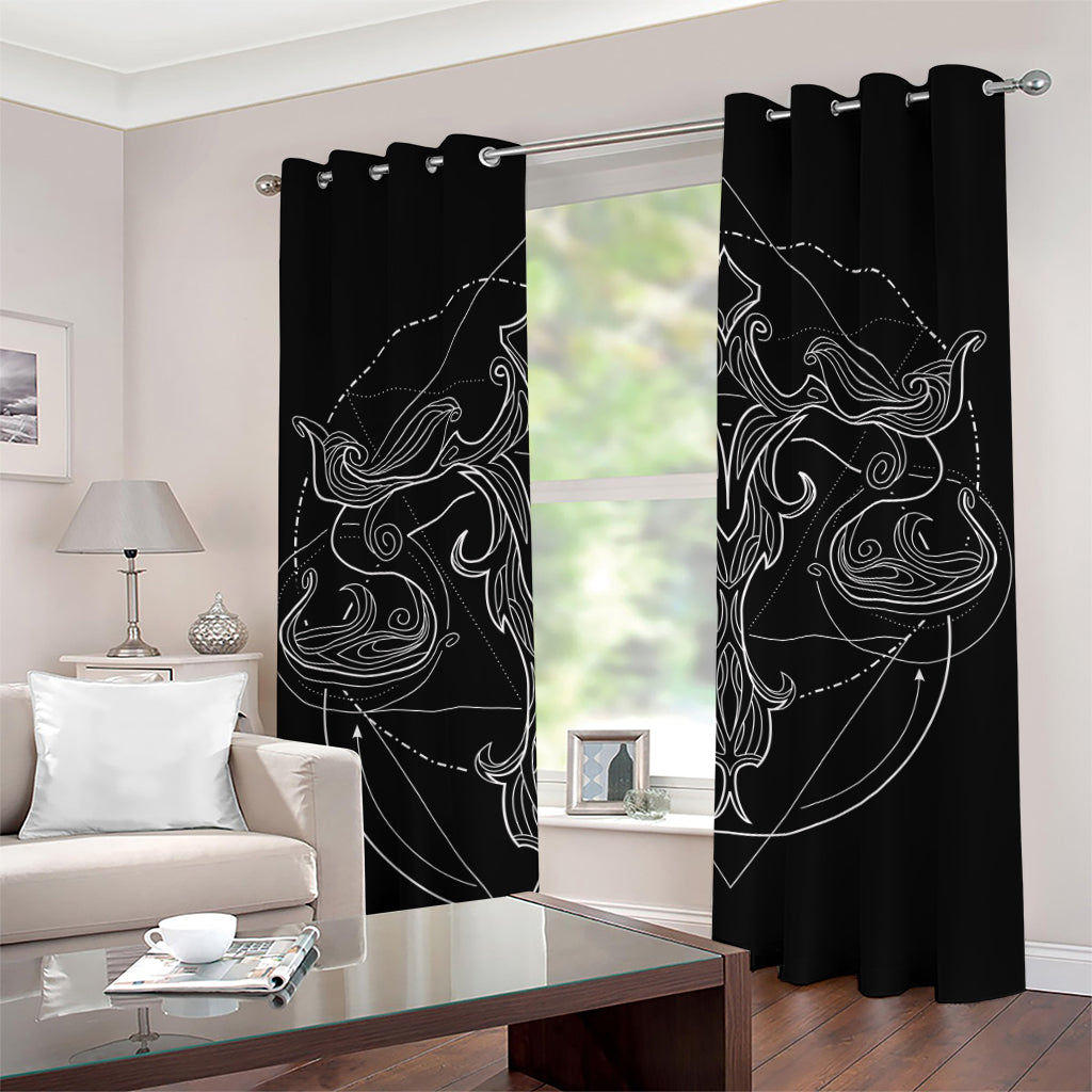 Black And White Libra Sign Print Grommet Curtains