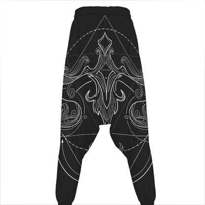 Black And White Libra Sign Print Hammer Pants