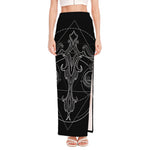 Black And White Libra Sign Print High Slit Maxi Skirt