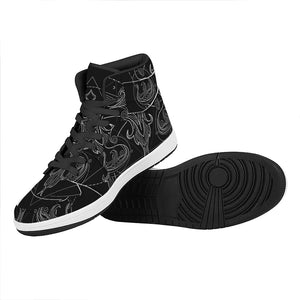 Black And White Libra Sign Print High Top Leather Sneakers