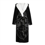 Black And White Libra Sign Print Hooded Bathrobe