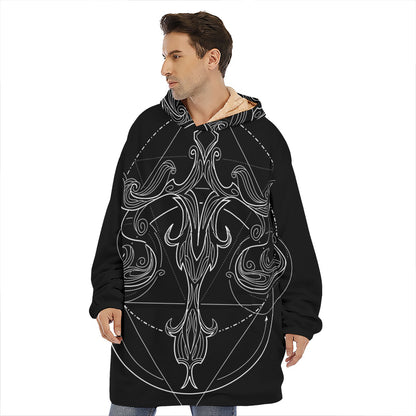 Black And White Libra Sign Print Hoodie Blanket