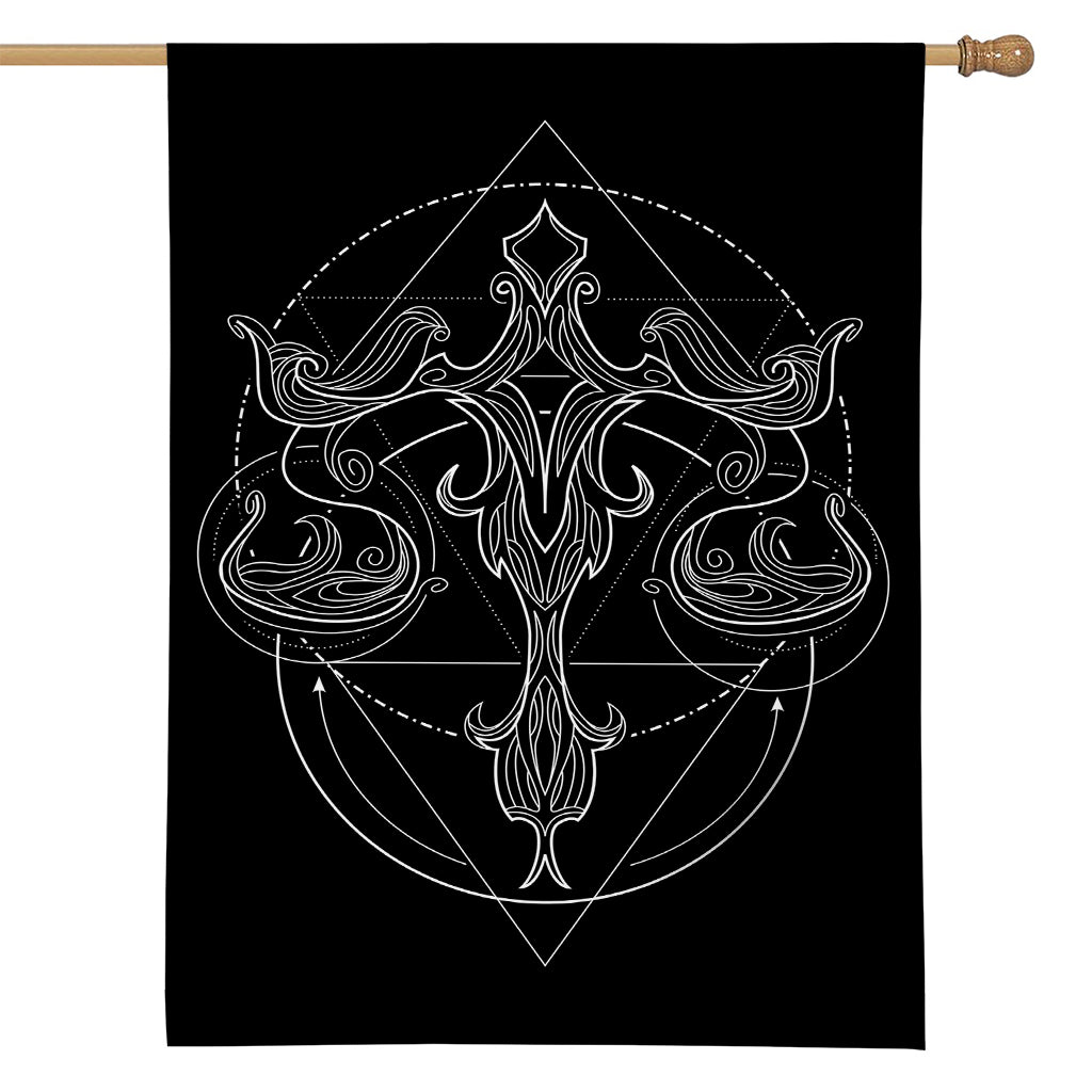 Black And White Libra Sign Print House Flag