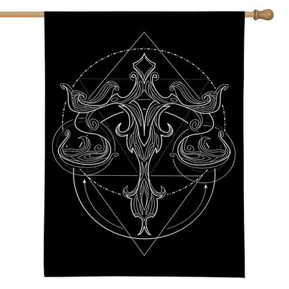 Black And White Libra Sign Print House Flag