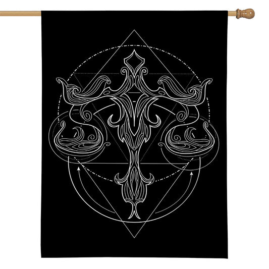Black And White Libra Sign Print House Flag