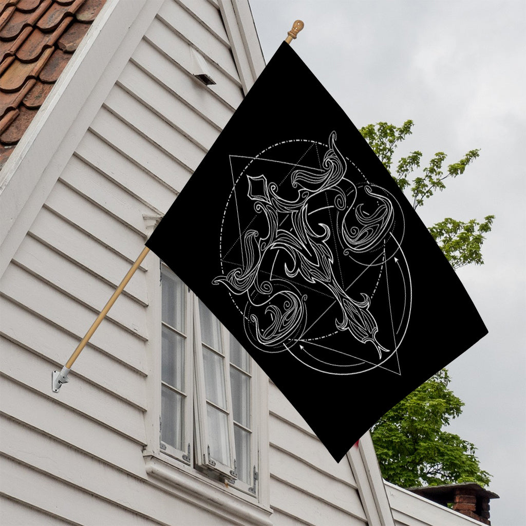 Black And White Libra Sign Print House Flag