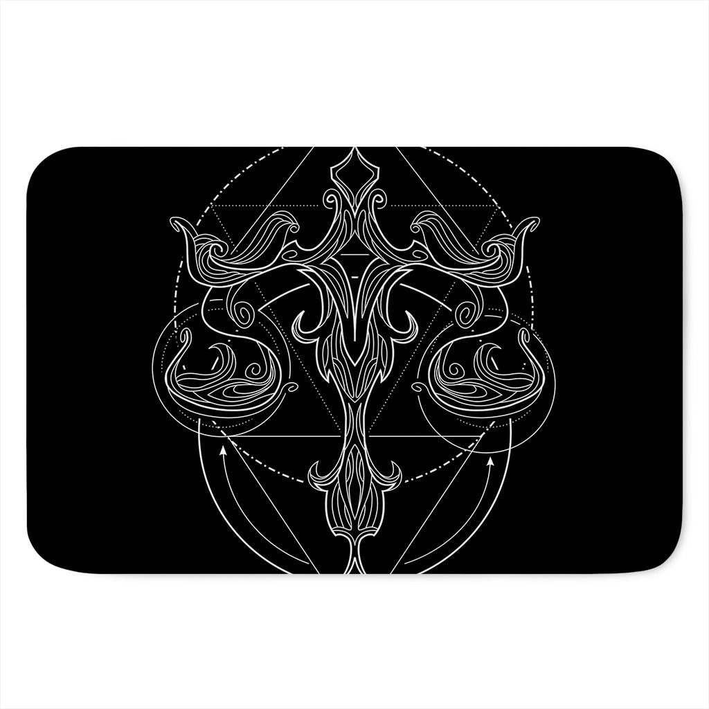 Black And White Libra Sign Print Indoor Door Mat