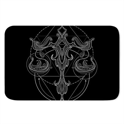 Black And White Libra Sign Print Indoor Door Mat