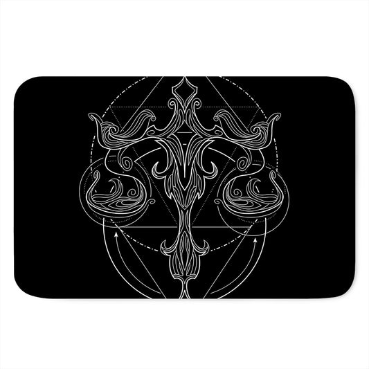 Black And White Libra Sign Print Indoor Door Mat