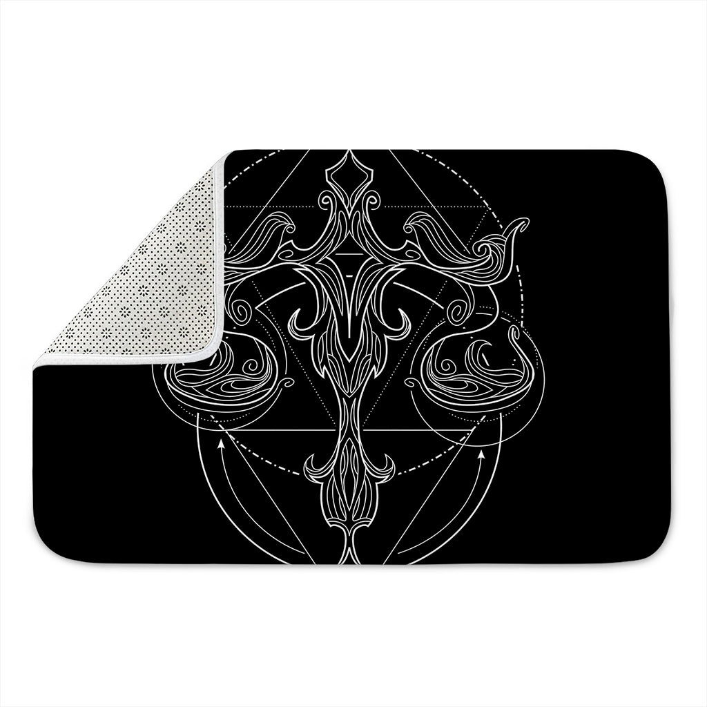 Black And White Libra Sign Print Indoor Door Mat