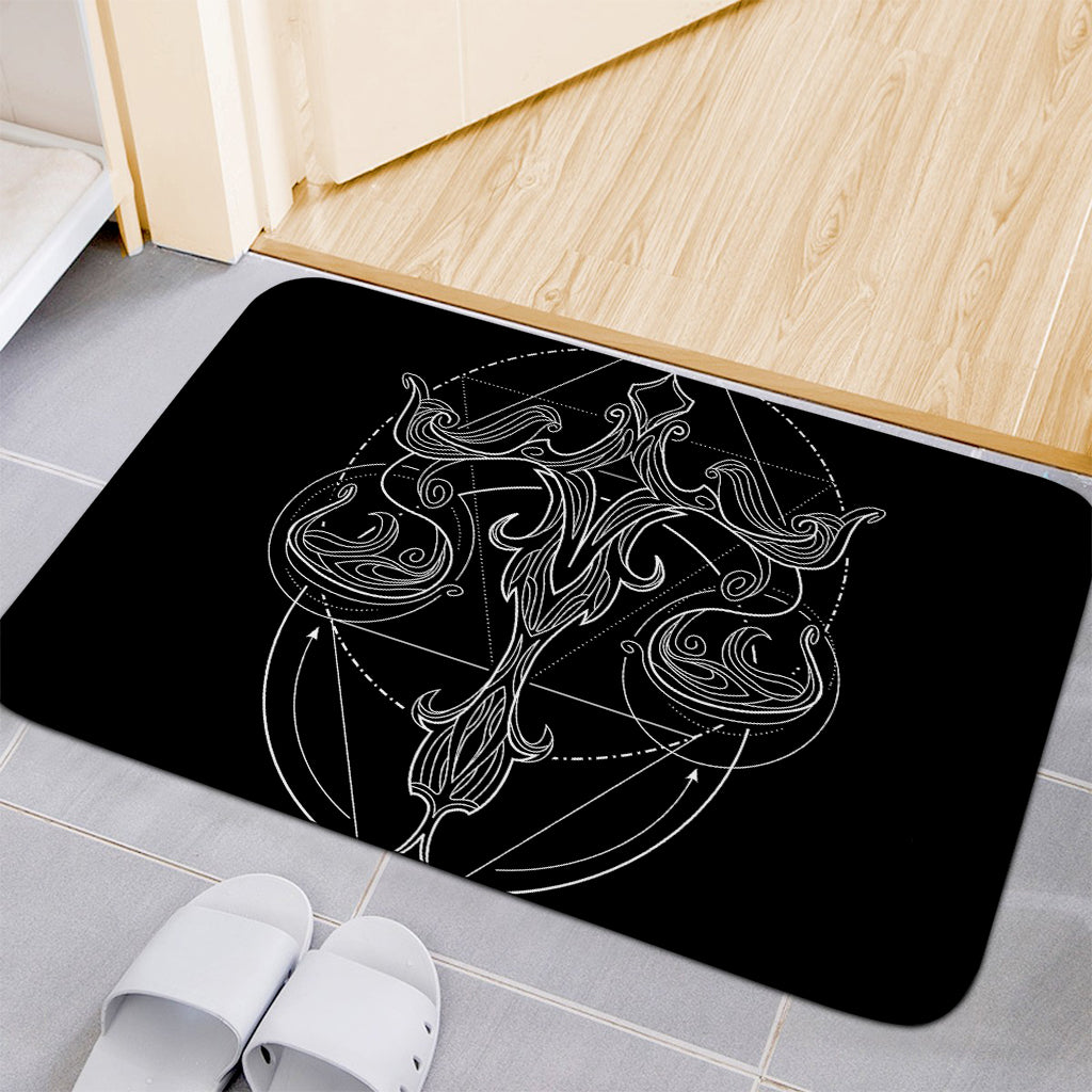 Black And White Libra Sign Print Indoor Door Mat