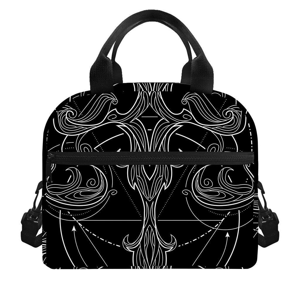 Black And White Libra Sign Print Insulated Lunch Bag