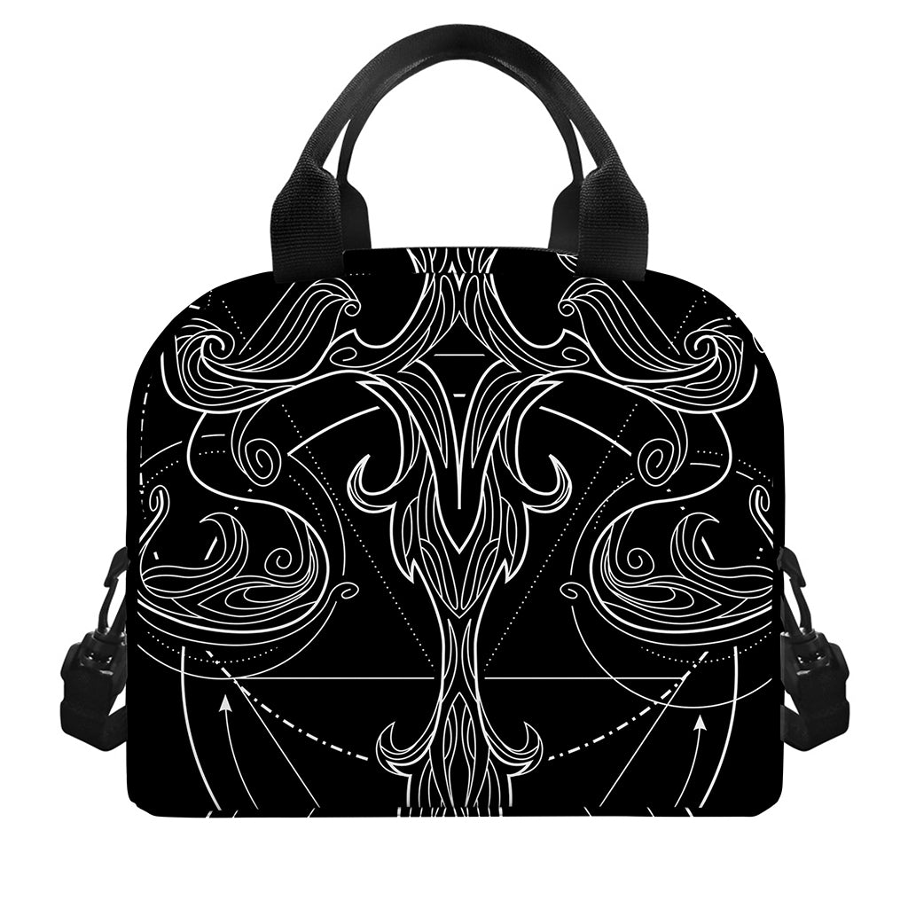 Black And White Libra Sign Print Insulated Lunch Bag