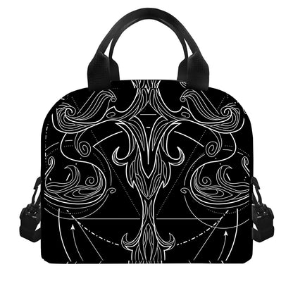 Black And White Libra Sign Print Insulated Lunch Bag