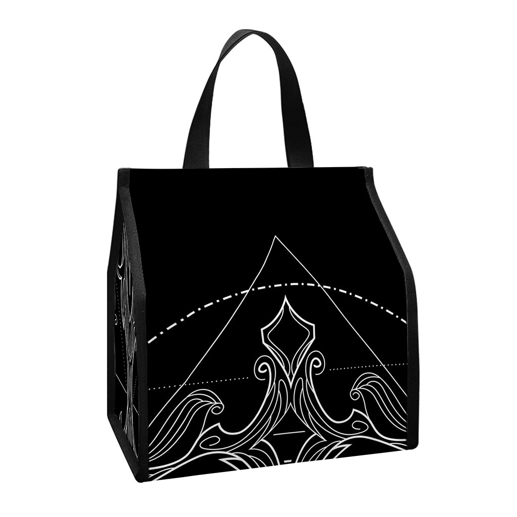 Black And White Libra Sign Print Insulated Lunch Tote