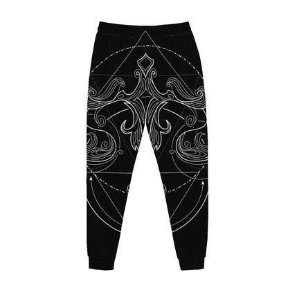 Black And White Libra Sign Print Jogger Pants