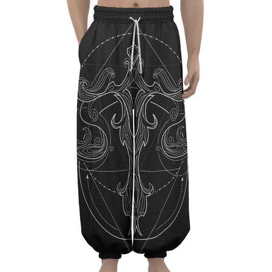 Black And White Libra Sign Print Lantern Pants