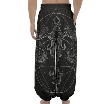 Black And White Libra Sign Print Lantern Pants