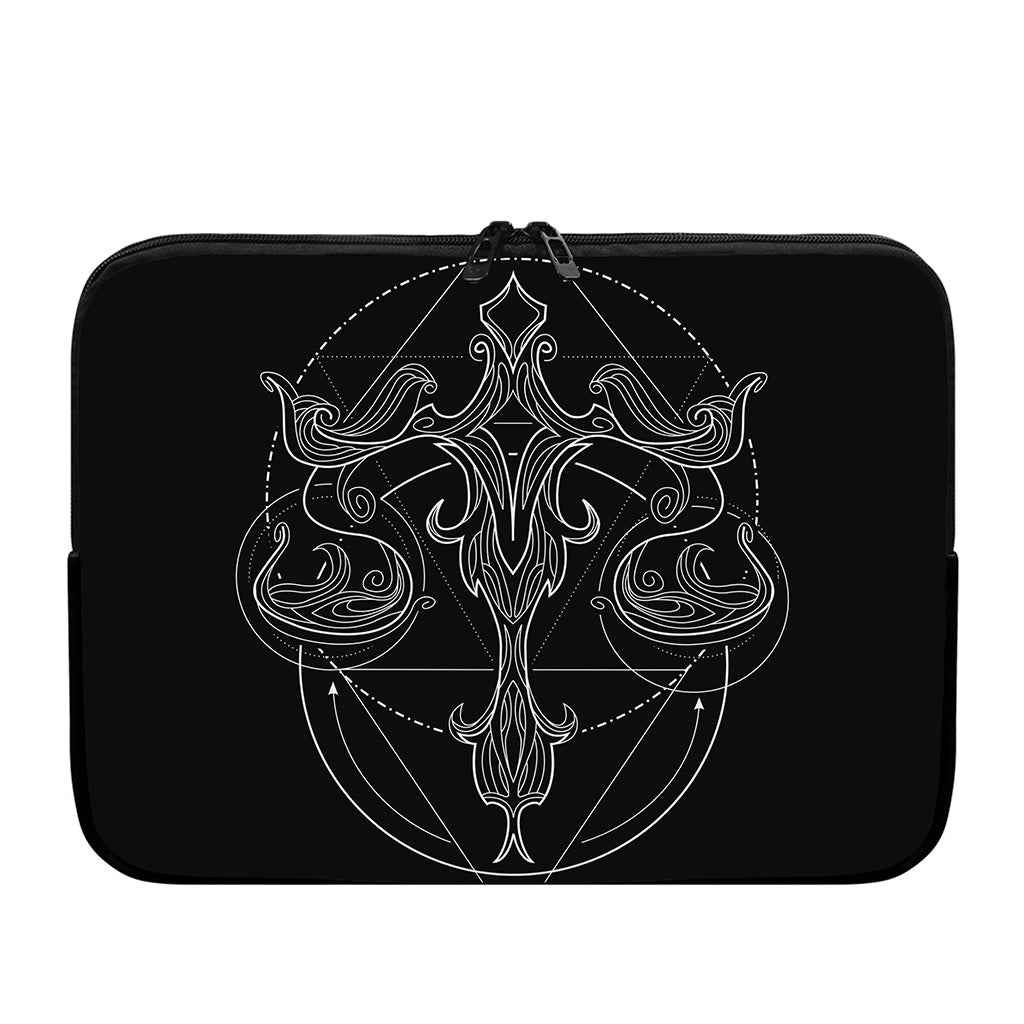 Black And White Libra Sign Print Laptop Sleeve