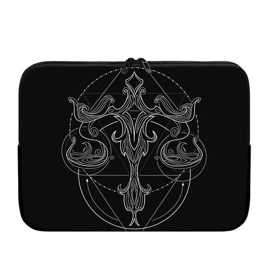 Black And White Libra Sign Print Laptop Sleeve