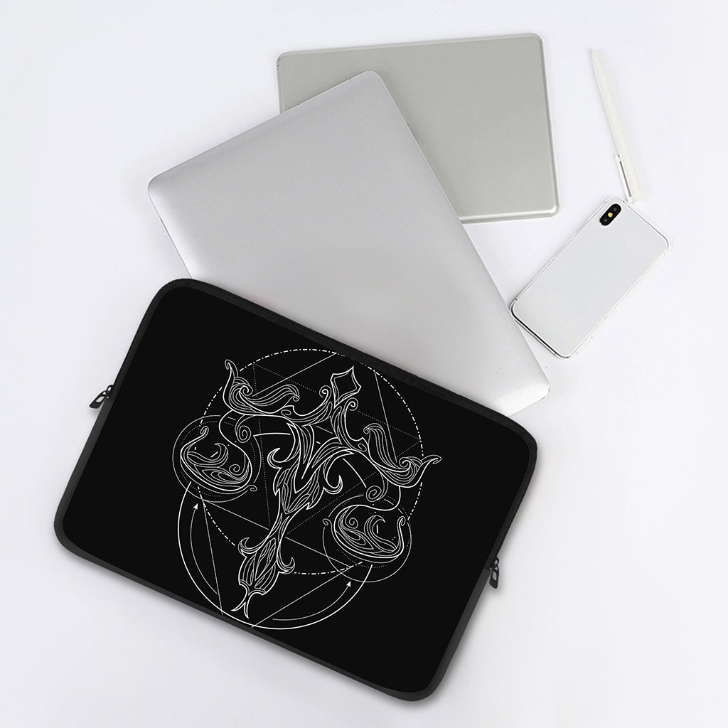 Black And White Libra Sign Print Laptop Sleeve