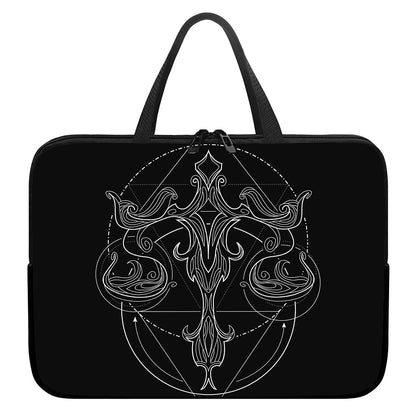 Black And White Libra Sign Print Laptop Sleeve With Handle