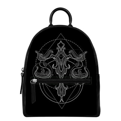 Black And White Libra Sign Print Leather Backpack