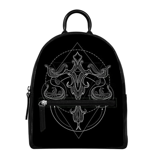 Black And White Libra Sign Print Leather Backpack