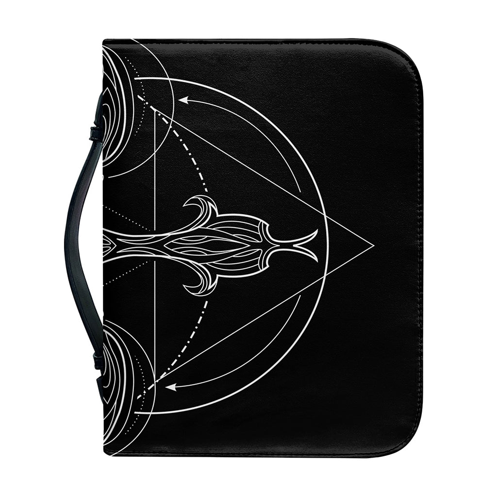 Black And White Libra Sign Print Leather Bible Cover