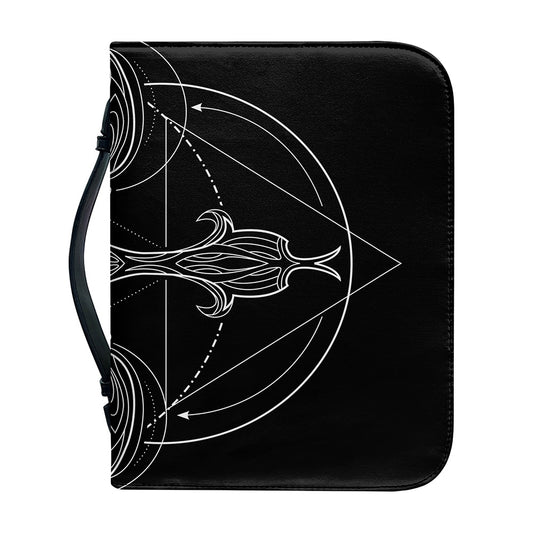 Black And White Libra Sign Print Leather Bible Cover