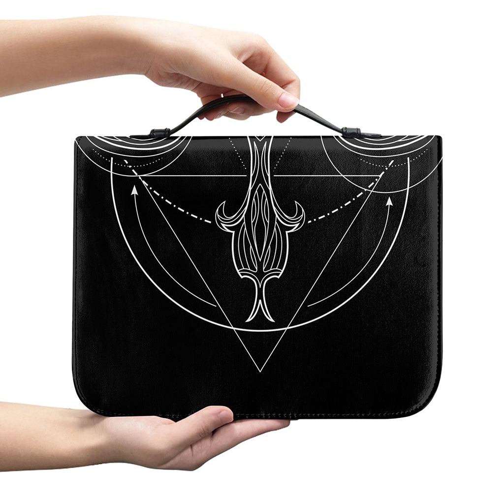 Black And White Libra Sign Print Leather Bible Cover