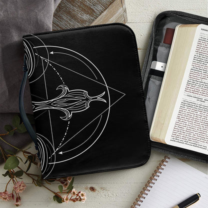 Black And White Libra Sign Print Leather Bible Cover
