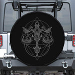 Black And White Libra Sign Print Leather Spare Tire Cover