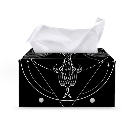 Black And White Libra Sign Print Leather Tissue Box Cover