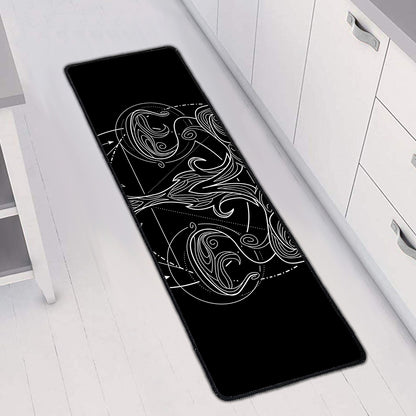 Black And White Libra Sign Print Long Kitchen Mat
