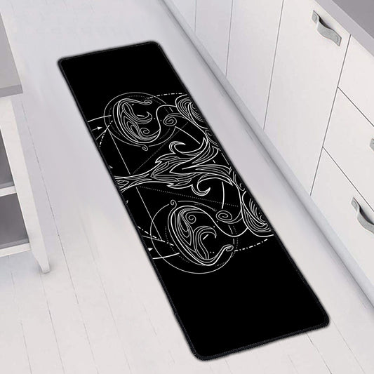 Black And White Libra Sign Print Long Kitchen Mat