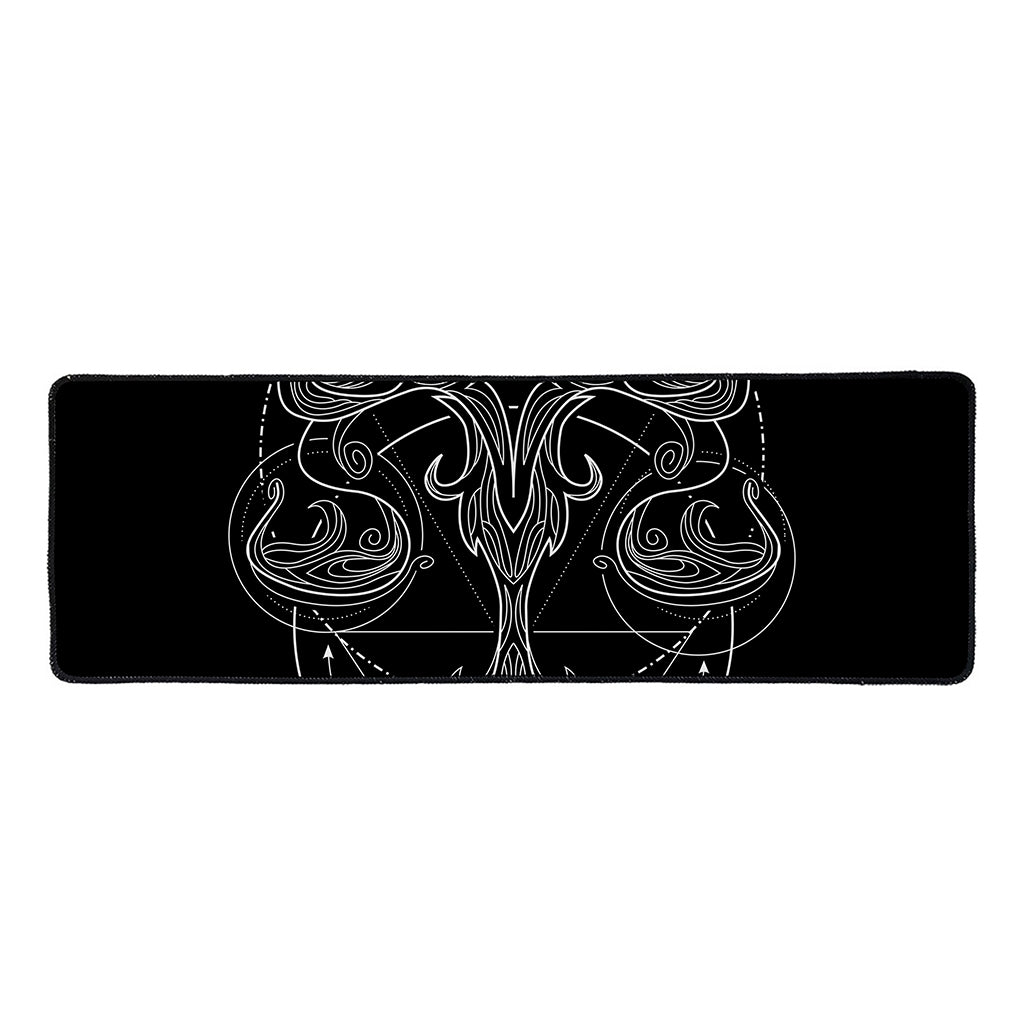 Black And White Libra Sign Print Long Kitchen Mat