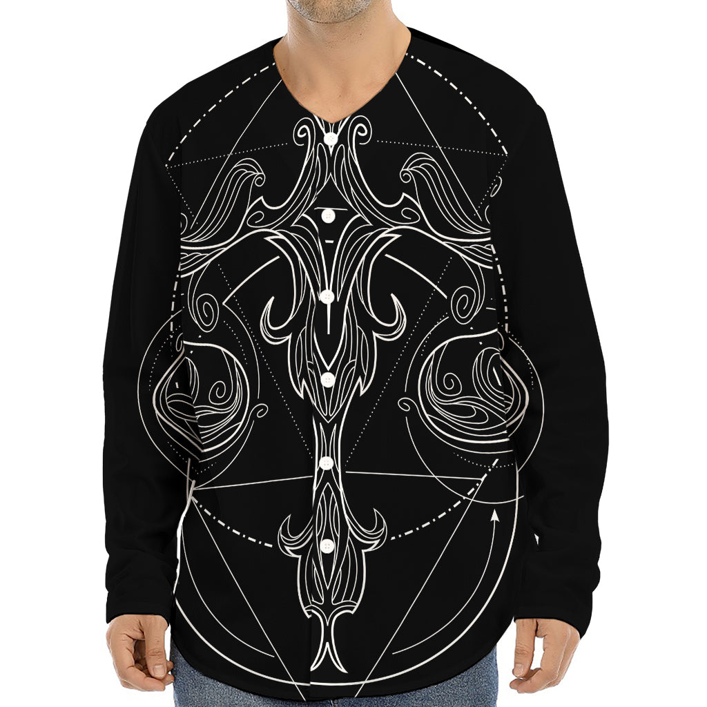 Black And White Libra Sign Print Long Sleeve Baseball Jersey