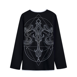 Black And White Libra Sign Print Long Sleeve Short Coat