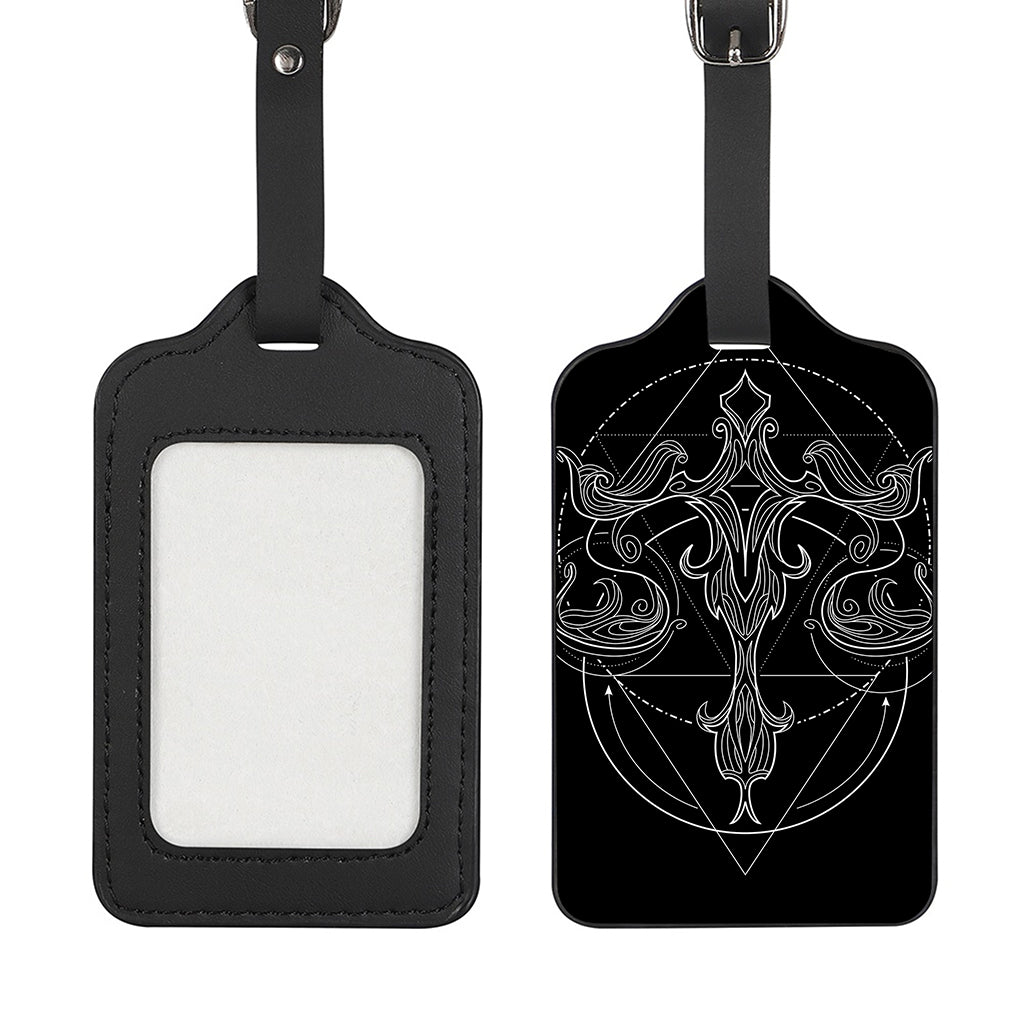 Black And White Libra Sign Print Luggage Tag