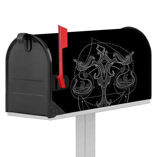 Black And White Libra Sign Print Mailbox Cover