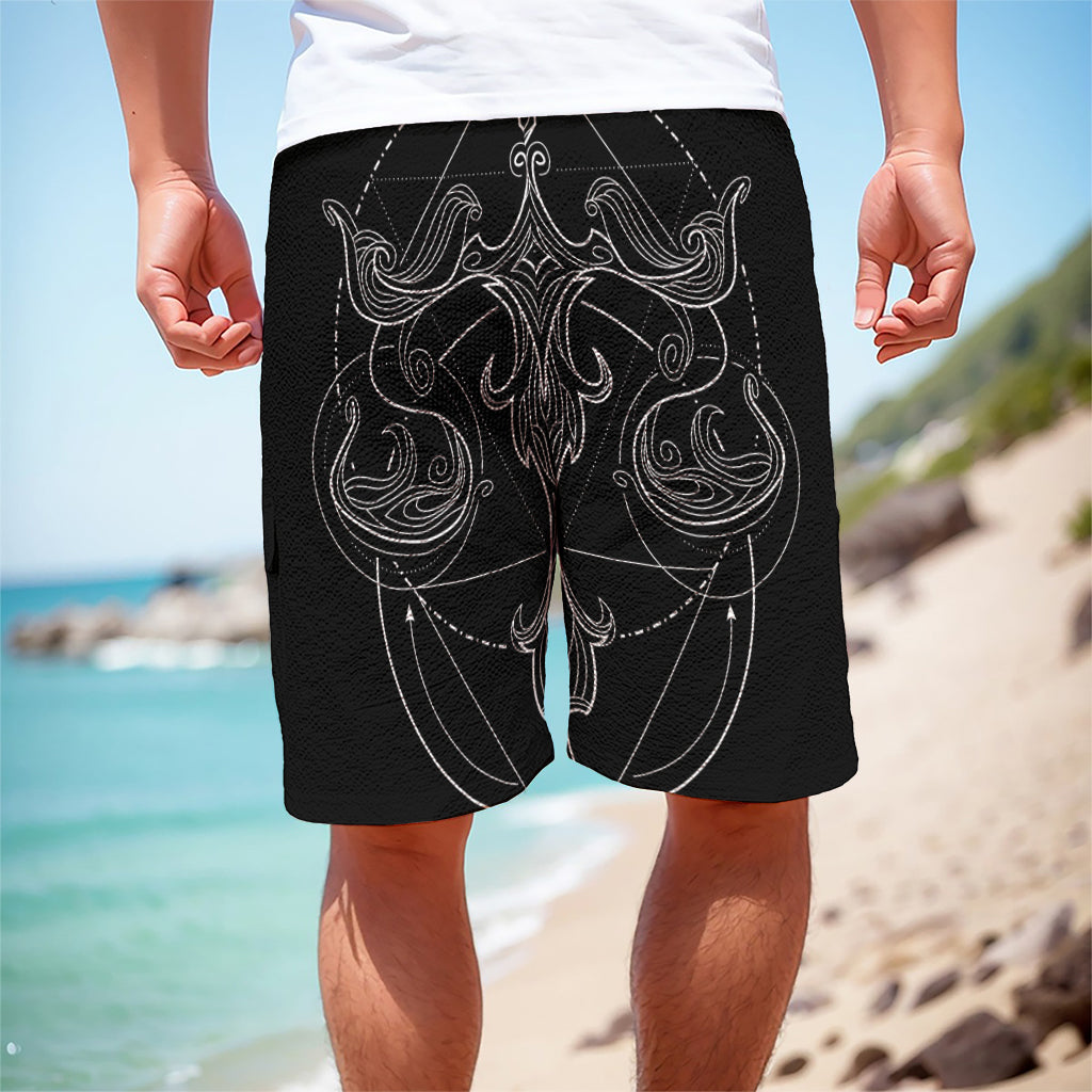 Black And White Libra Sign Print Men's Cargo Shorts