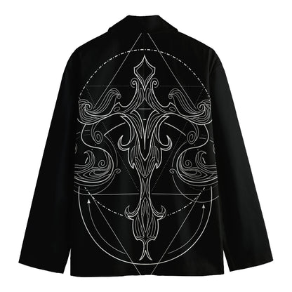 Black And White Libra Sign Print Men's Cotton Blazer